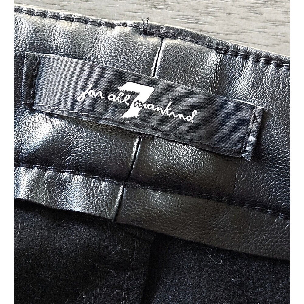 7 For All Mankind Black Vegan Leather Skinny Leg Trousers Jeans Sz 12 34 Waist - Picture 3 of 8